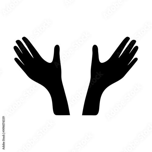 A silhouette of two hands reaching upwards towards something inspiring above
