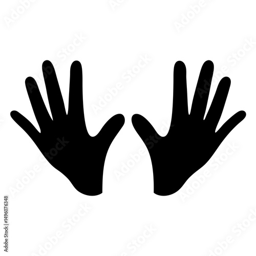 Silhouette of Two Open Hands Showing Palms and Fingers in Black Color