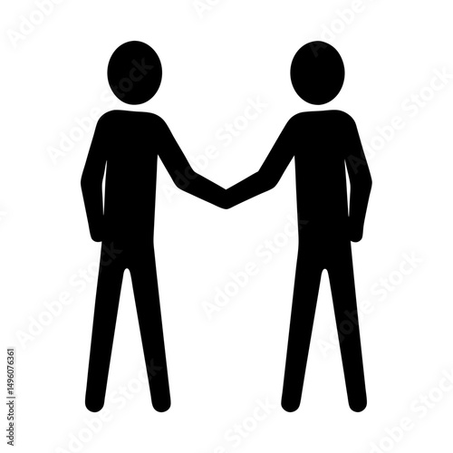 Iconic representation of two individuals shaking hands to signify agreement