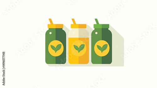 Wallpaper Mural Green  yellow eco drink bottles. Torontodigital.ca