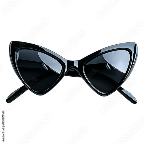 Futuristic Cat Eye Sunglasses with Bold Angular Frame Isolated on Transparent Background