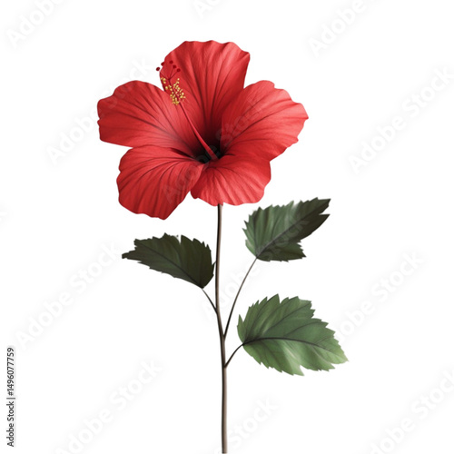 Vibrant Red Hibiscus Flower Against Abstract Stripes Bold Tropical Bloom