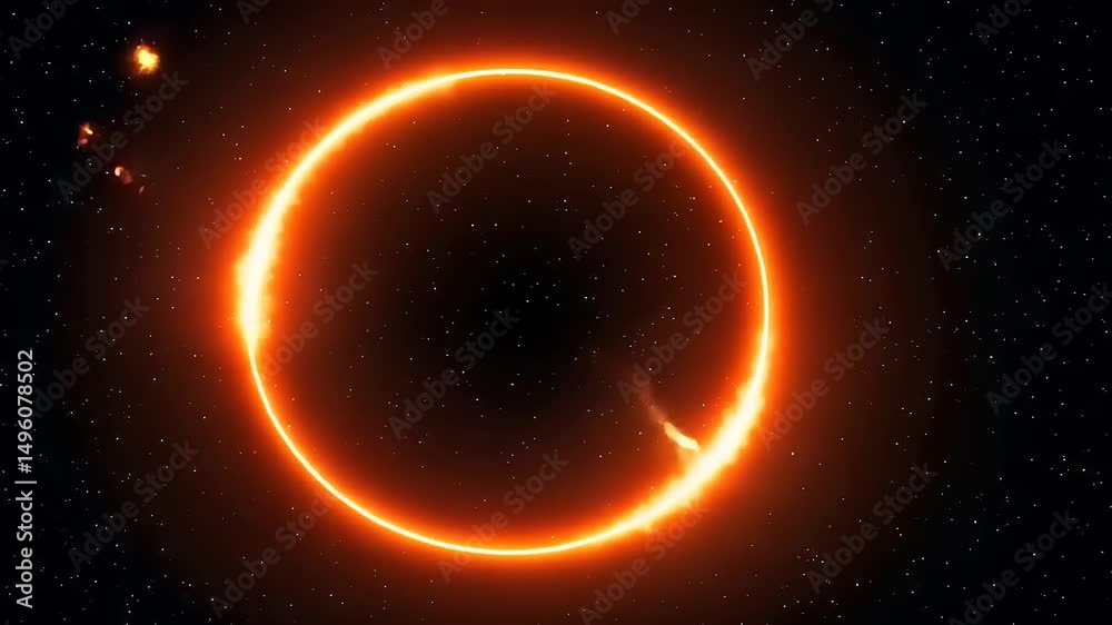 Stunning cosmic event showcasing a bright meteor streaking through a glowing solar ring in space