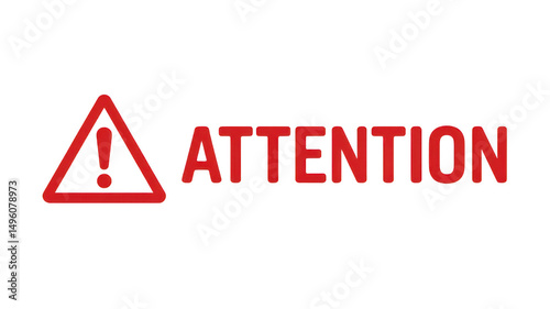 Red attention sign with exclamation mark isolated on transparent background