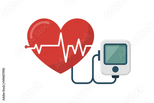 Heart rate monitor icon design isolated on transparent background
