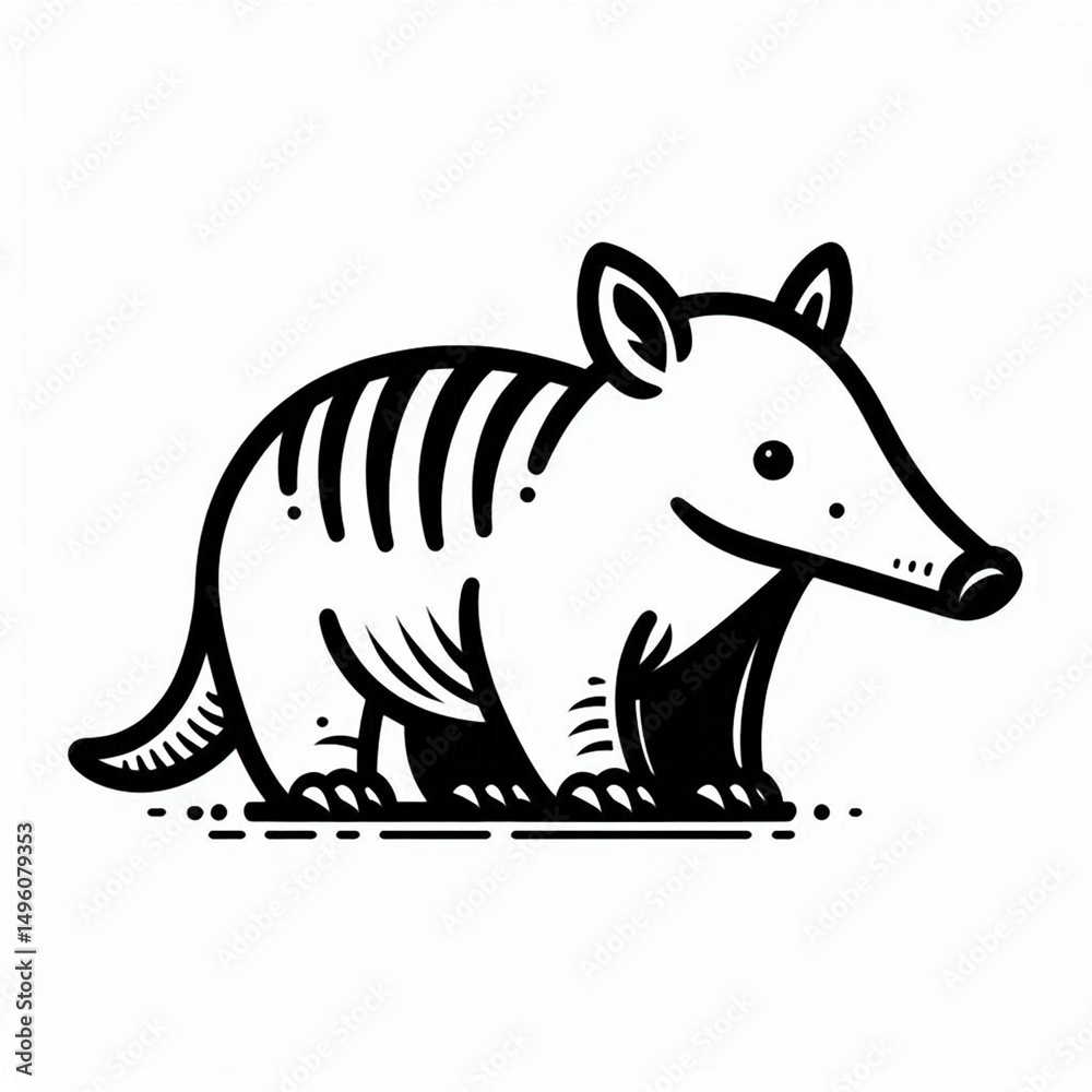 Fototapeta premium Aardvark, vector, black and white, image, icon, silhouette