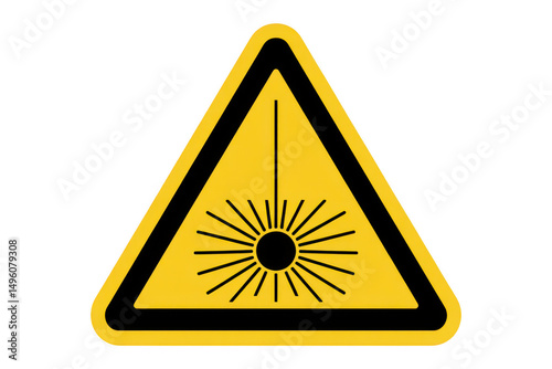Laser warning sign triangle yellow black isolated on transparent background