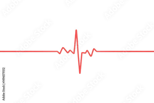 Red heartbeat ekg line graphic isolated on transparent background