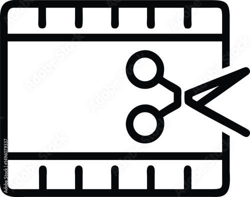 Black Line Icon Of A Video Editing Window With Sci (1)