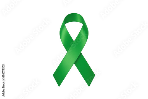 Green awareness ribbon isolated on transparent background