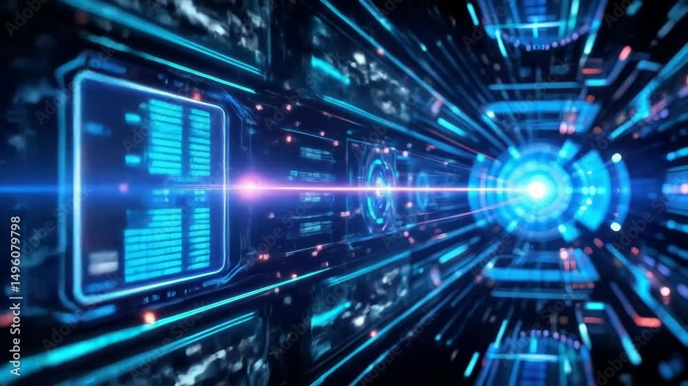 Futuristic data flow in a highspeed digital tunnel environment