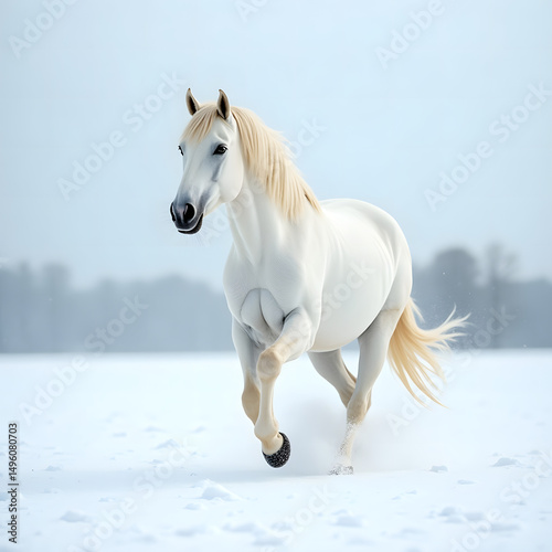 white horse in winter
