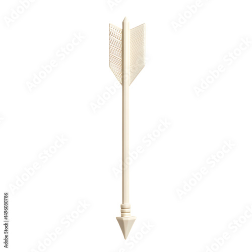 Sleek Arrow with Minimalist Finish in Pure Ivory Isolated on Transparent Background