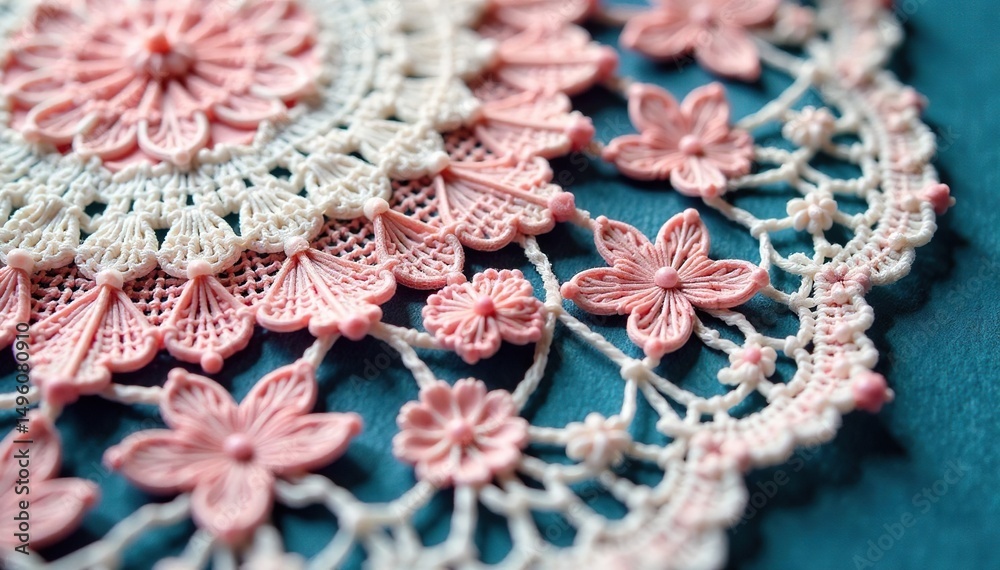 Obraz premium Intricate floral lace doily, delicate texture, elegant, art, handmade