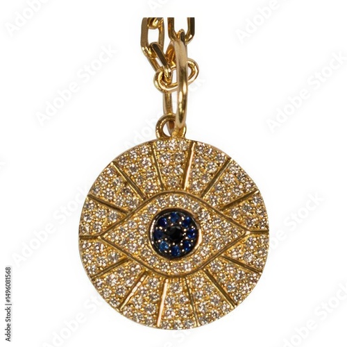 Gold Evil Eye Charm with Cubic Zirconia photo