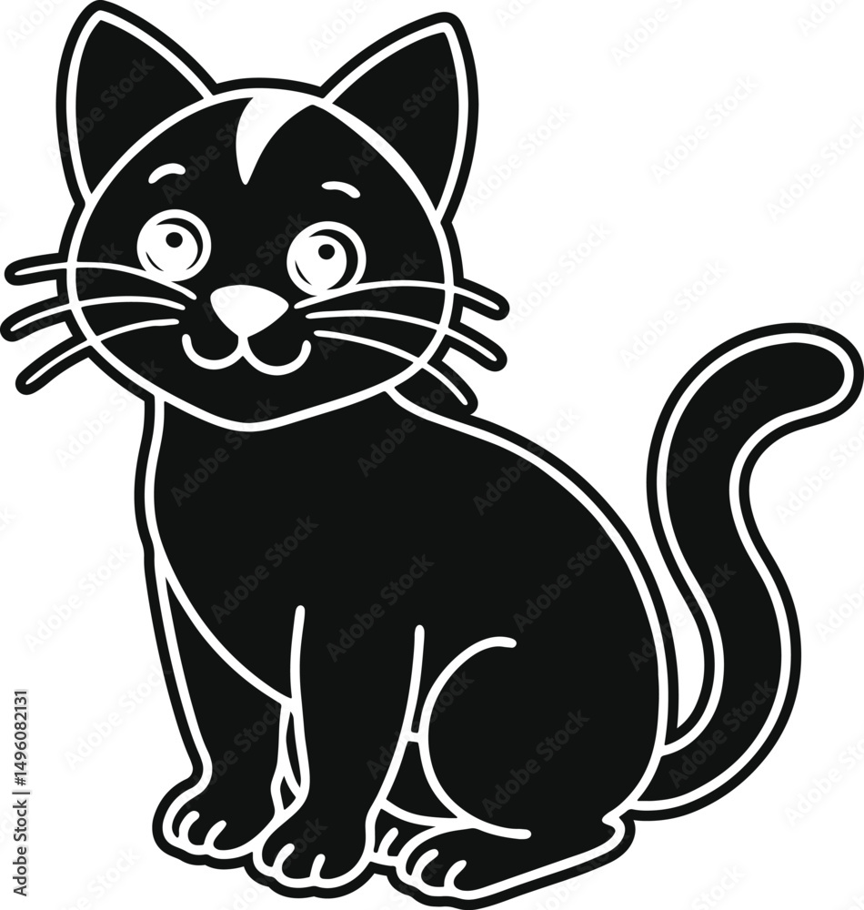 Fototapeta premium Adorable Cat Silhouette Vector Collection, Cute Cartoon Kitten Clipart for Sublimation, Stickers And Crafts