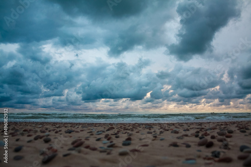 Ventspils beach with stormy clouds