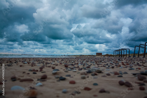 Ventspils beach with stormy clouds