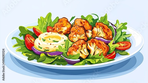 Roasted Cauliflower Salad Plate.