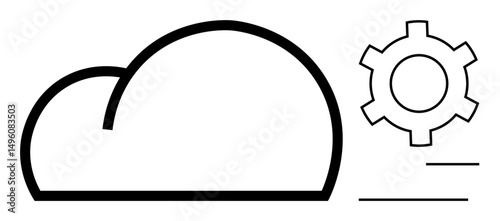 Cloud outline paired with a gear symbolizing cloud computing, technology management, innovative solutions, and system optimization. Ideal for IT, development, data, automation, modern infrastructure