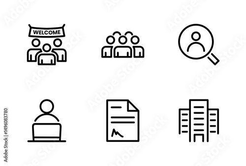 Hiring Process Line Icons. Recruitment, Job Application, Interview, Candidate Selection Vector Set