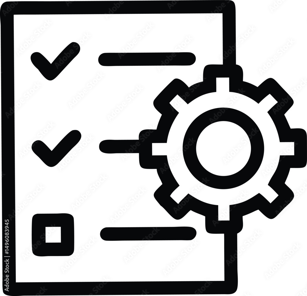Black Line Icon Of Handyman Services Checklist Wit