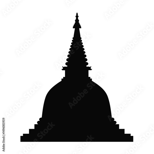 Sri lankan stupa silhouette sacred buddhist temple