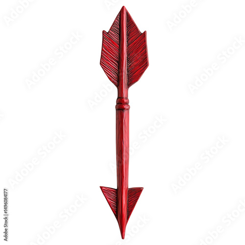 Bold Arrow with a Prominent Profile in Ruby Red Col Isolated on Transparent Background
