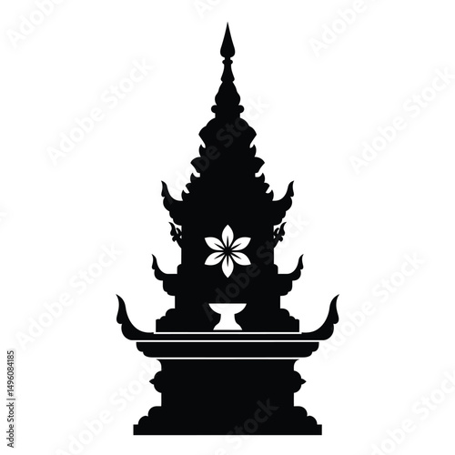 Thai traditional shrine silhouette sacred temple design