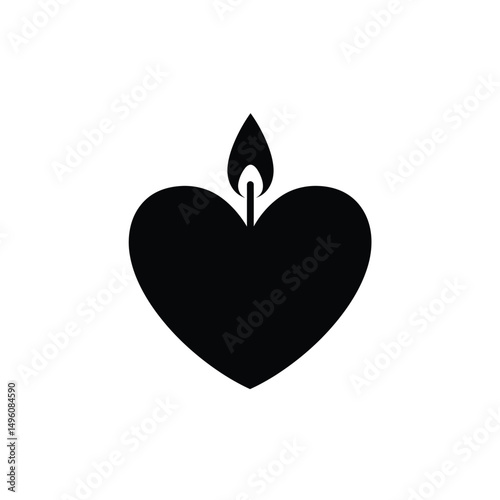 Burning heart candle love romance symbol