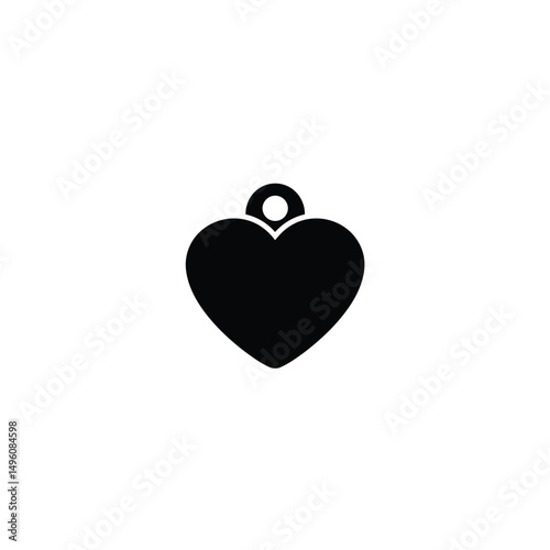 Black heart shaped charm pendant icon design