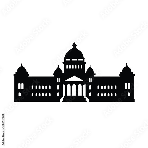 Majestic government building black silhouette icon