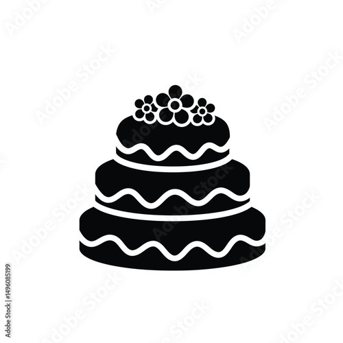 Delicious three tiered wedding cake icon design