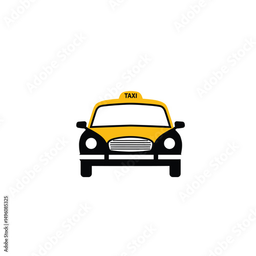 Classic yellow taxi cab front view icon