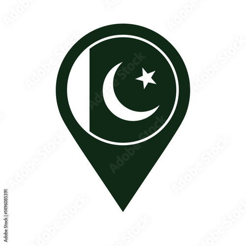 Pakistan flag location marker green icon design
