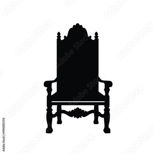 Elegant black silhouette royal throne chair