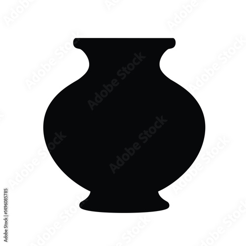 Simple black silhouette vase design element