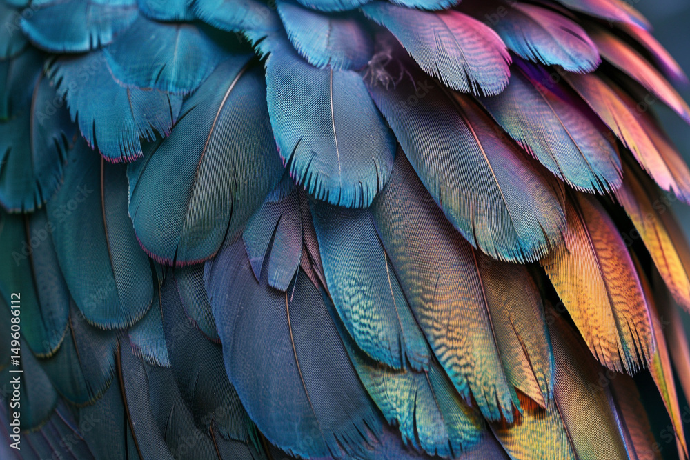 Obraz premium Close-up of Vividly Colored Bird Feathers