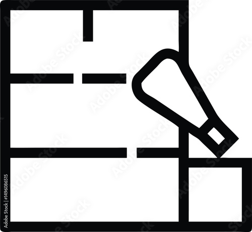 Black Line Icon Of Plastering Wall With Trowel  W (1)