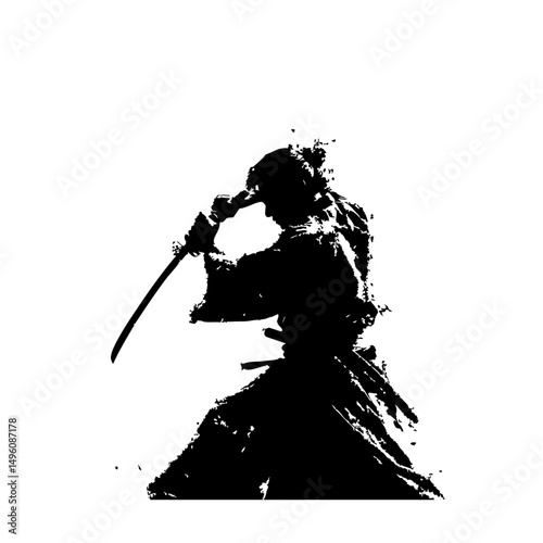 Cinematic Samurai Silhouette - Scarface-Inspired Katana Action Pose 