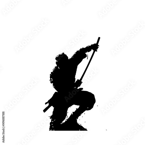 Cinematic Samurai Silhouette - Scarface-Inspired Katana Action Pose 
