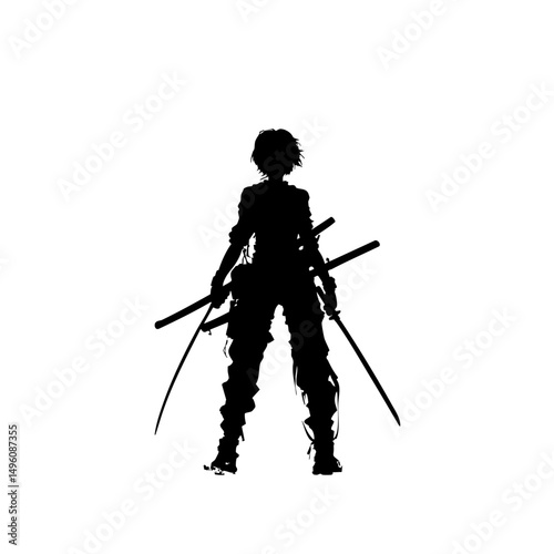Dark Fantasy Katana Warrior - Female Silhouette Vector Art 