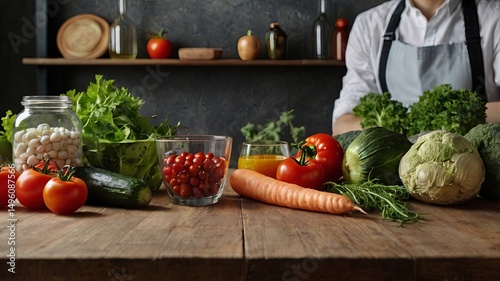 Pickled vegetables in jars displayed on table fermented process glass jars variety copy space. Healthy lifestyle concept, raw food diet, store banner, smoothie recipe