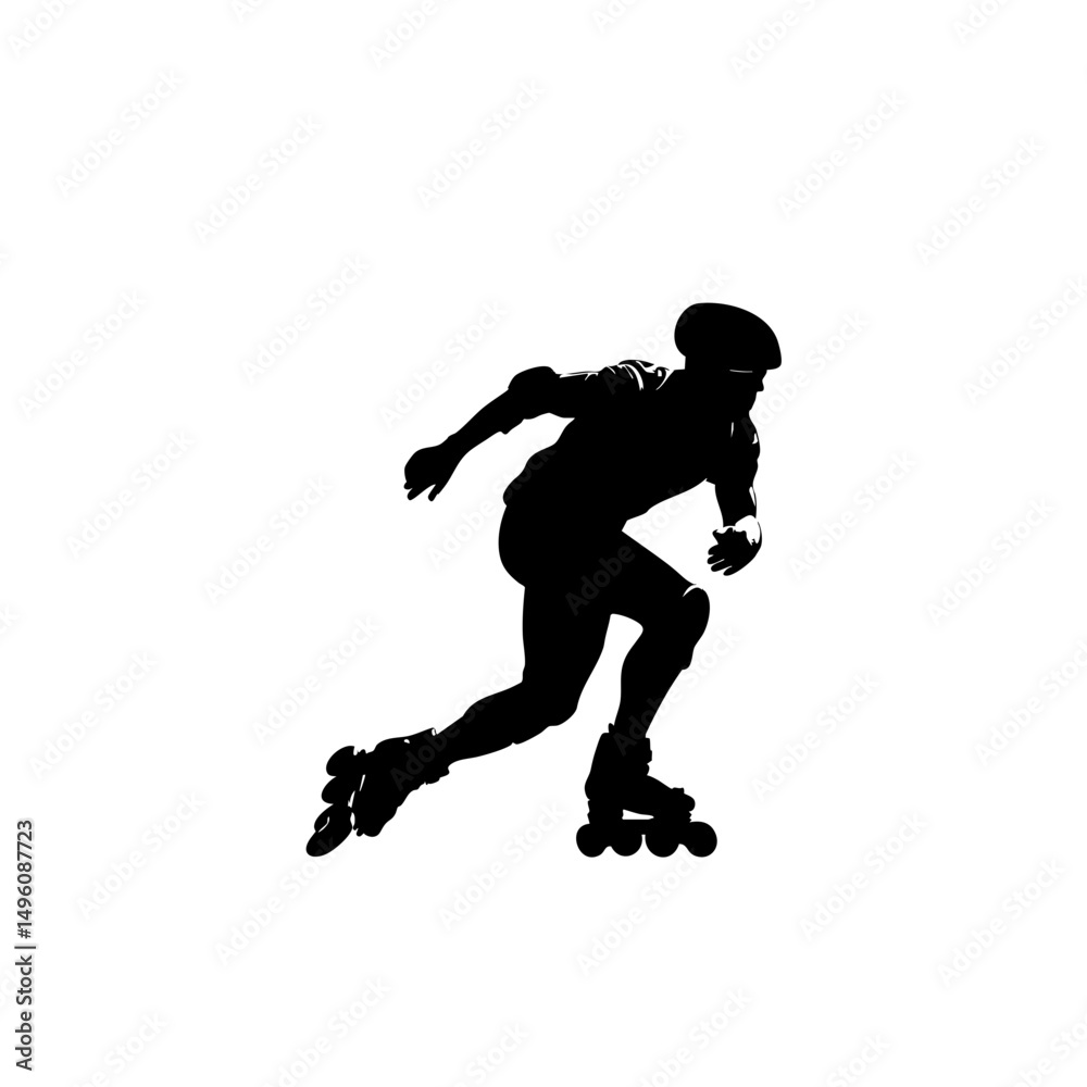Competitive Roller Skater Silhouette - Vector Cut File for Sports Logos & Apparel Competitive Roller Skater Silhouette - Vector Cut File for Sports Logos & Apparel