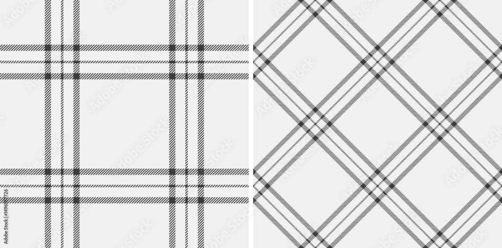 Elegant grayscale plaid patterns, perfect for textile design, wallpaper, or website backgrounds.