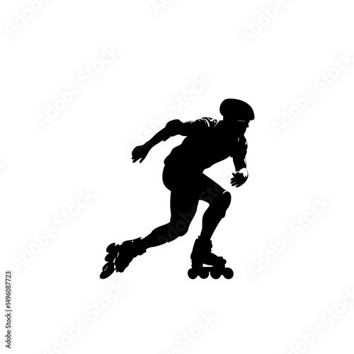 Competitive Roller Skater Silhouette - Vector Cut File for Sports Logos & Apparel