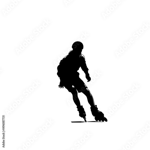 Competitive Roller Skater Silhouette - Vector Cut File for Sports Logos & Apparel