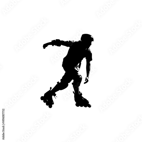 Competitive Roller Skater Silhouette - Vector Cut File for Sports Logos & Apparel
