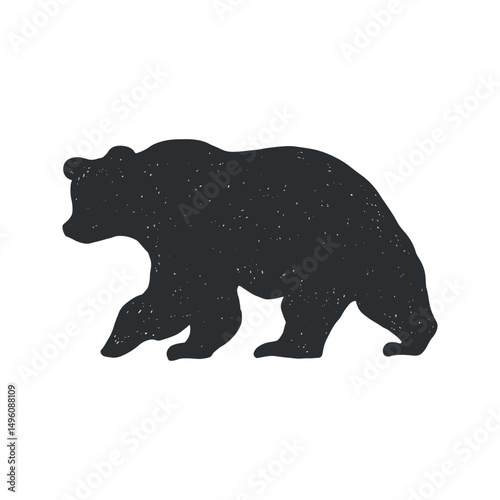 Logo, emblem of a bear. Bear silhouette hand drawn vector illustration. Wild animal. Vintage engraving isolated grizzly illustration ink sketch. Hand drawn vector image