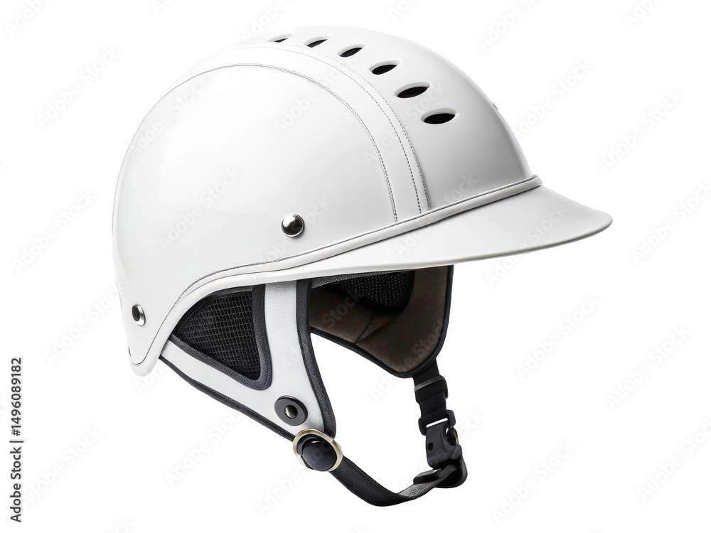 Fototapeta premium A white polo style helmet isolated on transparent background